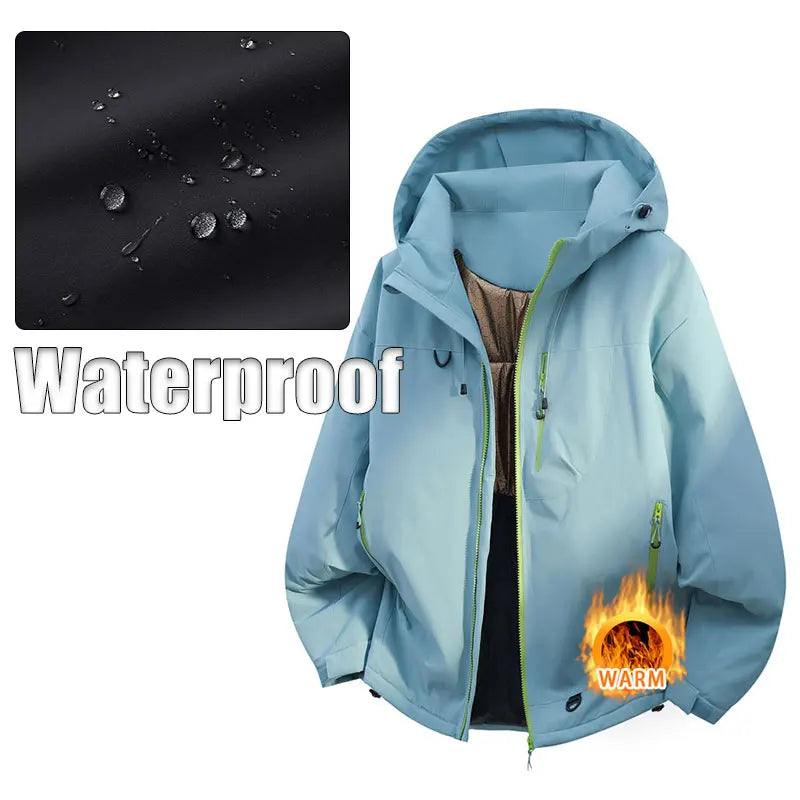 Hooded Long Sleeve Full Zip Outdoor Hiking Jacket with Pockets