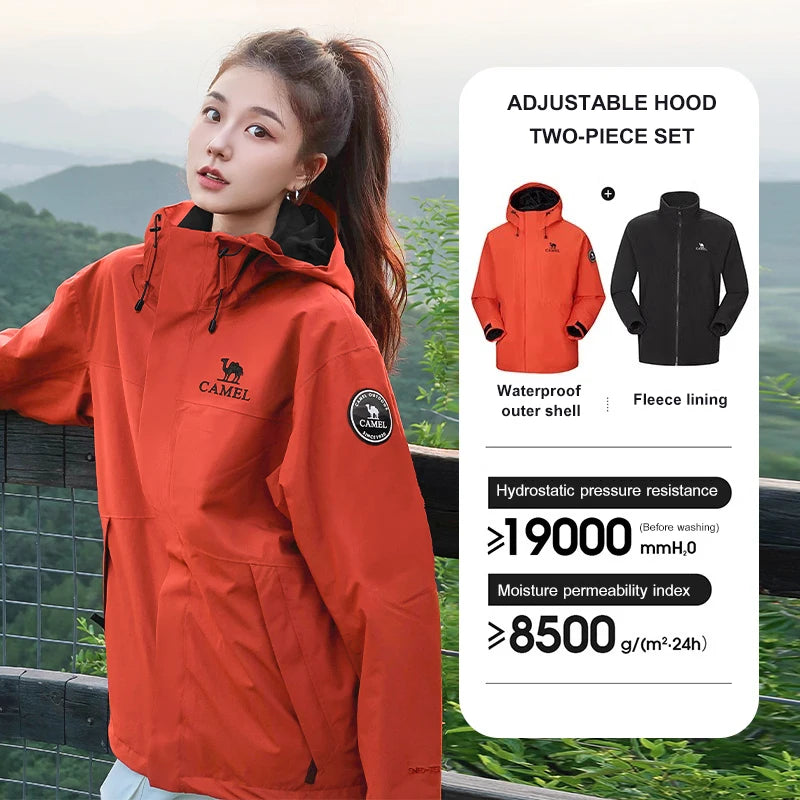 Hooded Long Sleeve Full Zip Outdoor Hiking Jacket with Pockets