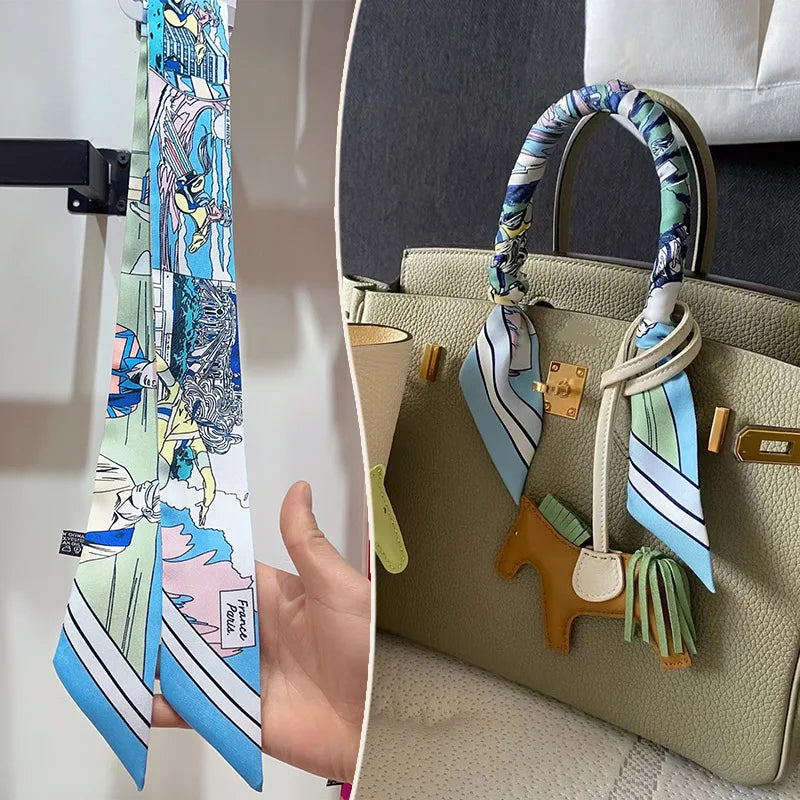 Printed Skinny Scarf for Neck and Bag Handle Styling