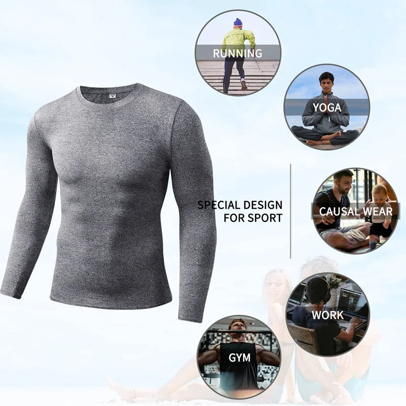 Fitted Crew Neck Long Sleeve Compression T Shirt