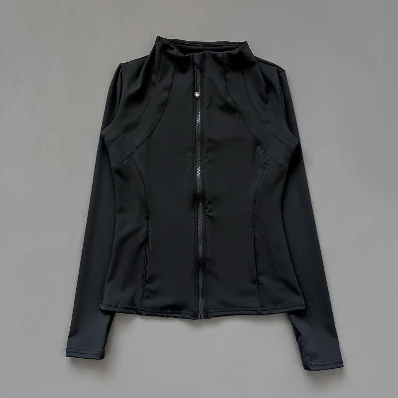 Women's Slim-Fit Stand-Collar Zip-Front Workout Jacket