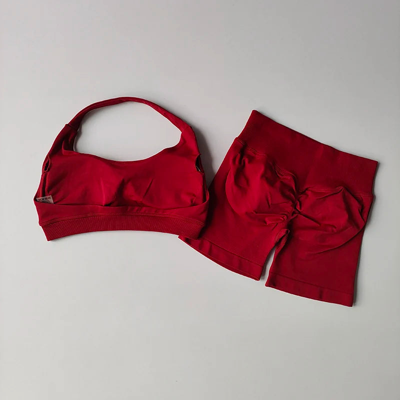 Women's Halter Tank And Shorts Yoga Set For Workout Outfits