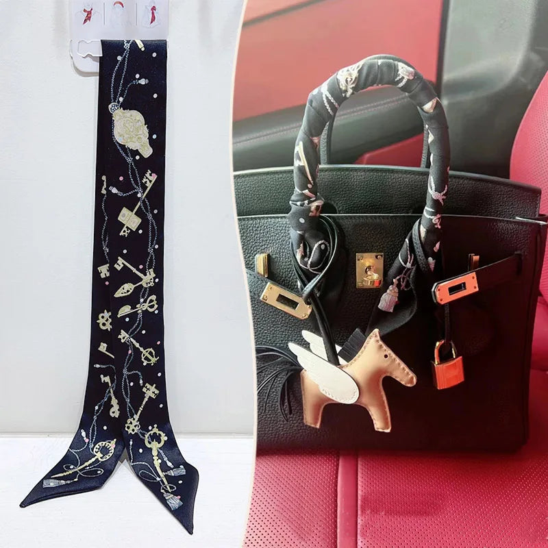Printed Skinny Scarf for Neck and Bag Handle Styling