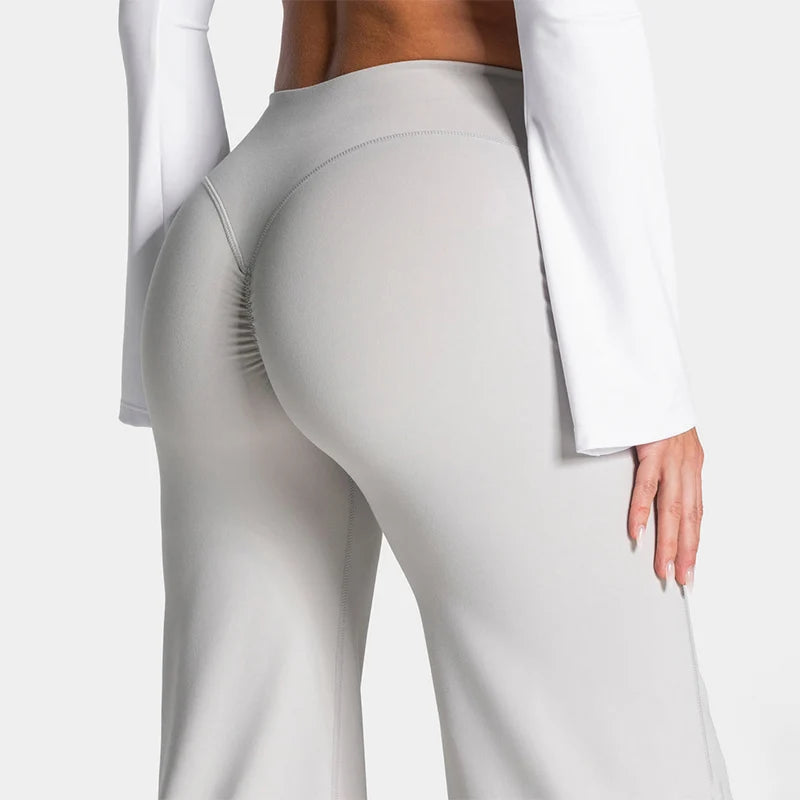 Women's Wide Leg Scrunch Yoga Pants For Workout Outfits