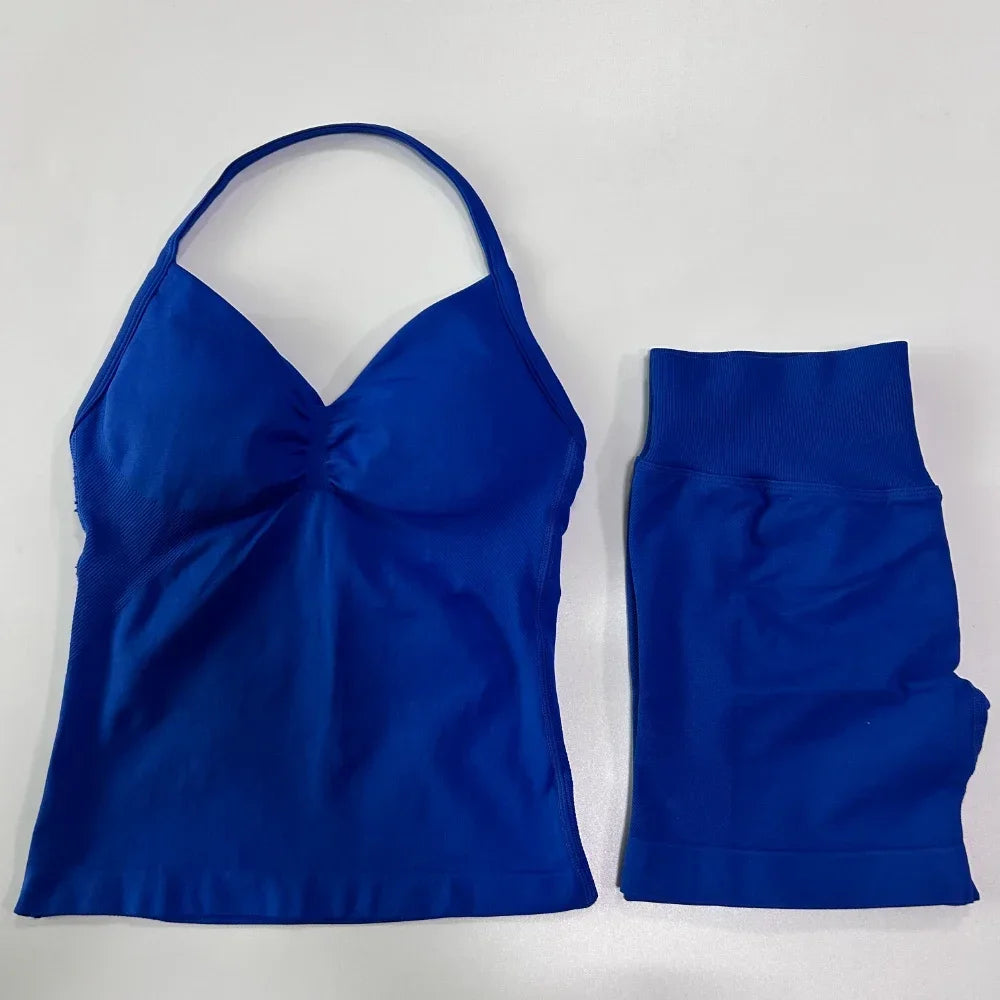 Women's Halter Tank And Shorts Yoga Set For Workout Outfits