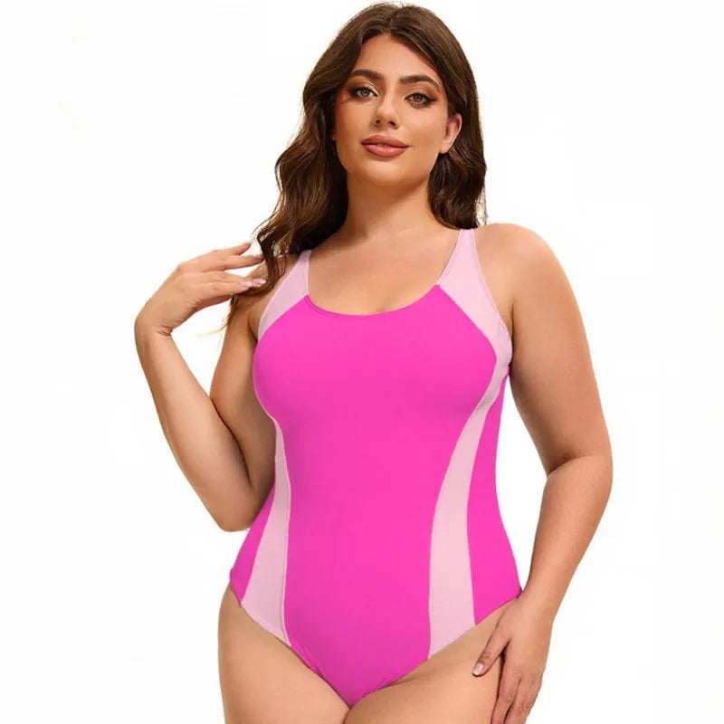 Women's Colour Block Cross Back Strappy One Piece Swimsuit