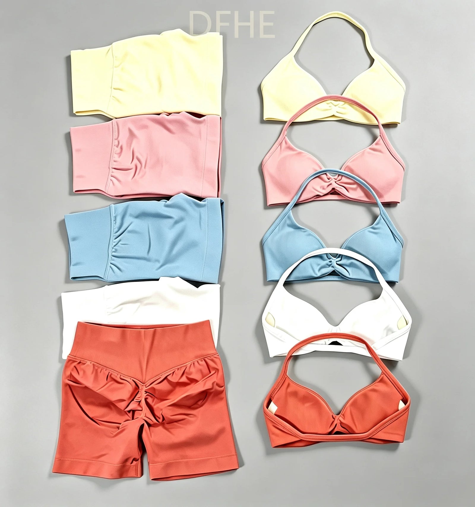 Women's Twist Halter Bra And Shorts Yoga Set