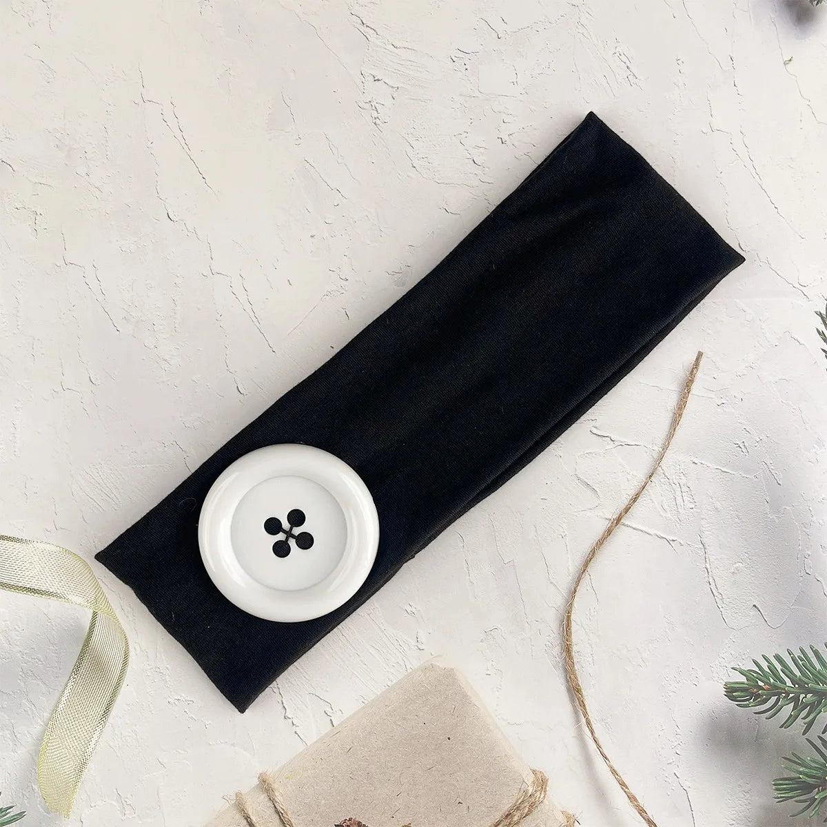 Polka Dot and Button Style Fabric Headband for Hair Styling