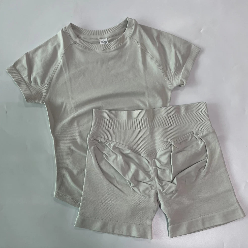Women's Tee And Shorts Options Yoga Set For Workout Outfits