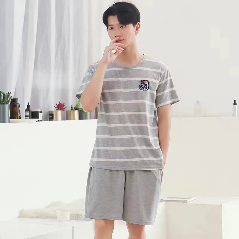Men's Short Sleeve T Shirt and Shorts Pajama Set