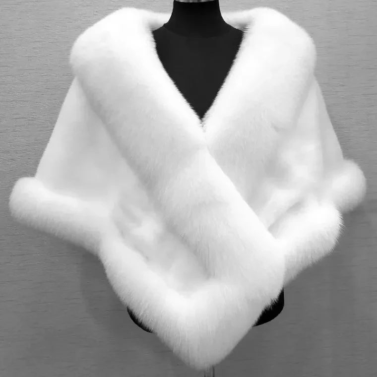 Plush Crossover Wrap Cape for Layering over Outfits