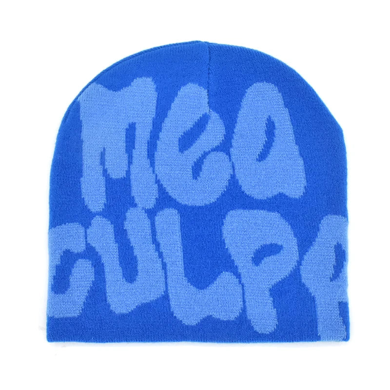 Letter Pattern Knit Beanie with Colorful Graphic Design