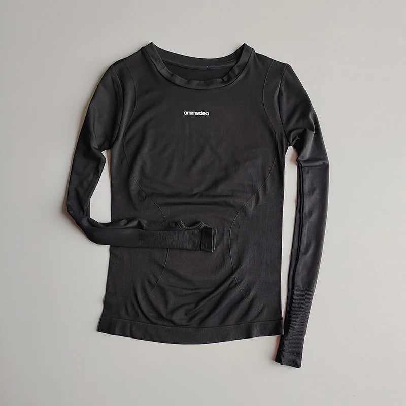 Women's Fitted Crew Neck Long Sleeve T-shirt For Workout Outfits