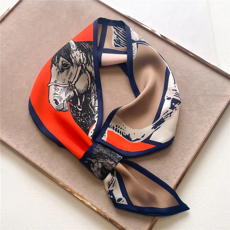 Printed Narrow Neckerchief Scarf with Pointed Tie Ends
