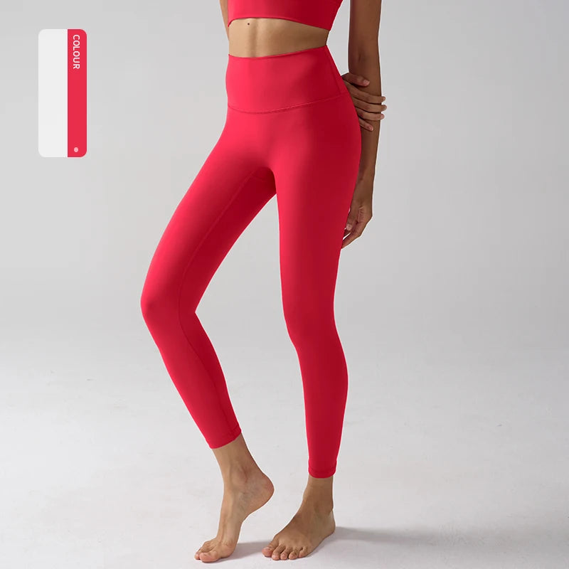 Women's High-Waist Nylon-Elastane Stretch Ankle-Length Yoga Leggings