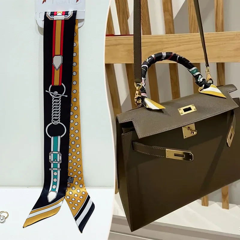 Printed Skinny Scarf for Neck and Bag Handle Styling