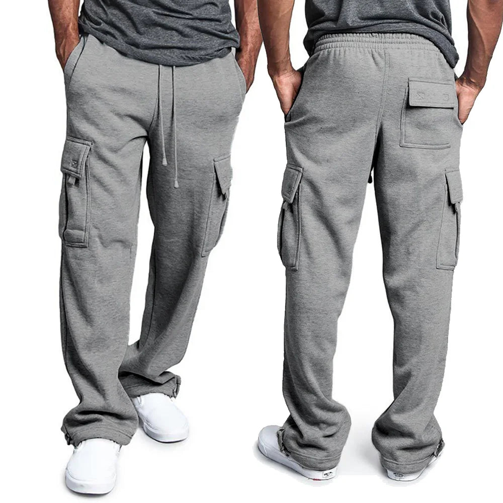 Men's Loose Straight-Leg Drawstring Cargo Pants