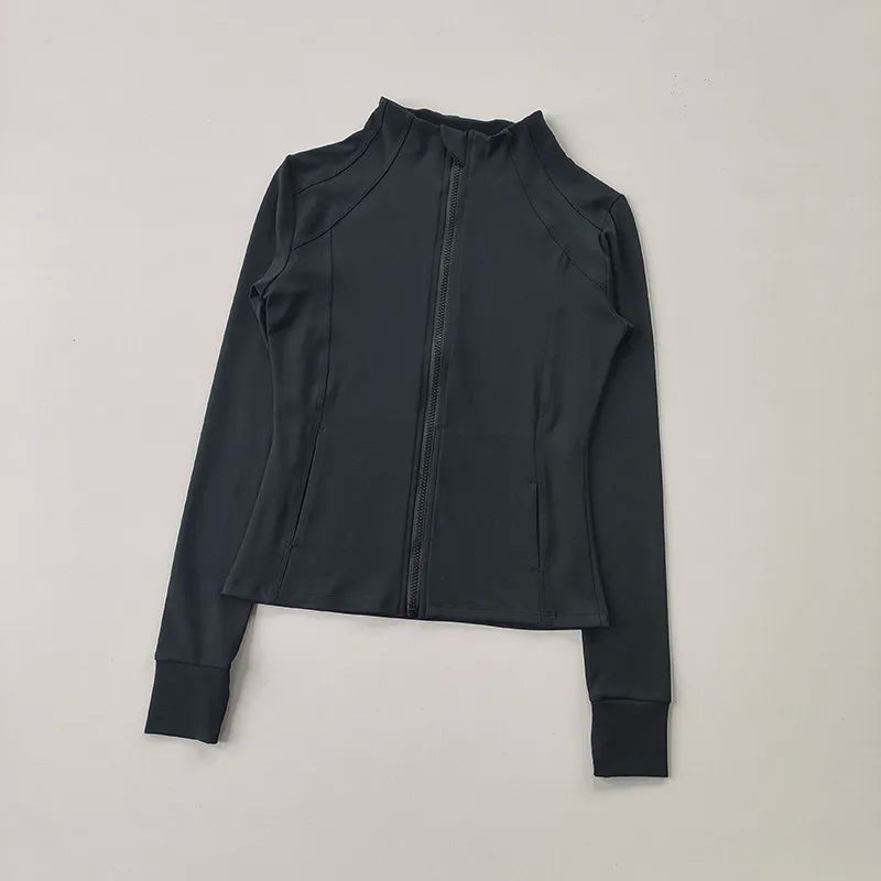 Stand Collar Long Sleeve Full Zip Yoga Training Jacket