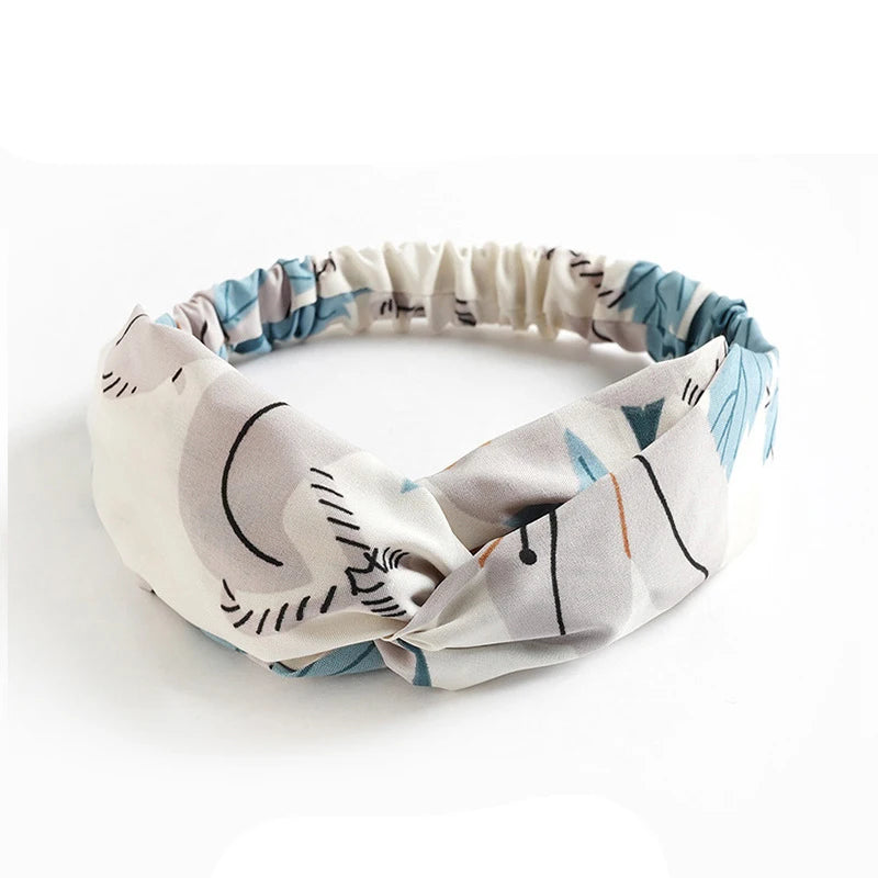 Floral Print Twist Front Elastic Headband for Everyday Hair Styling
