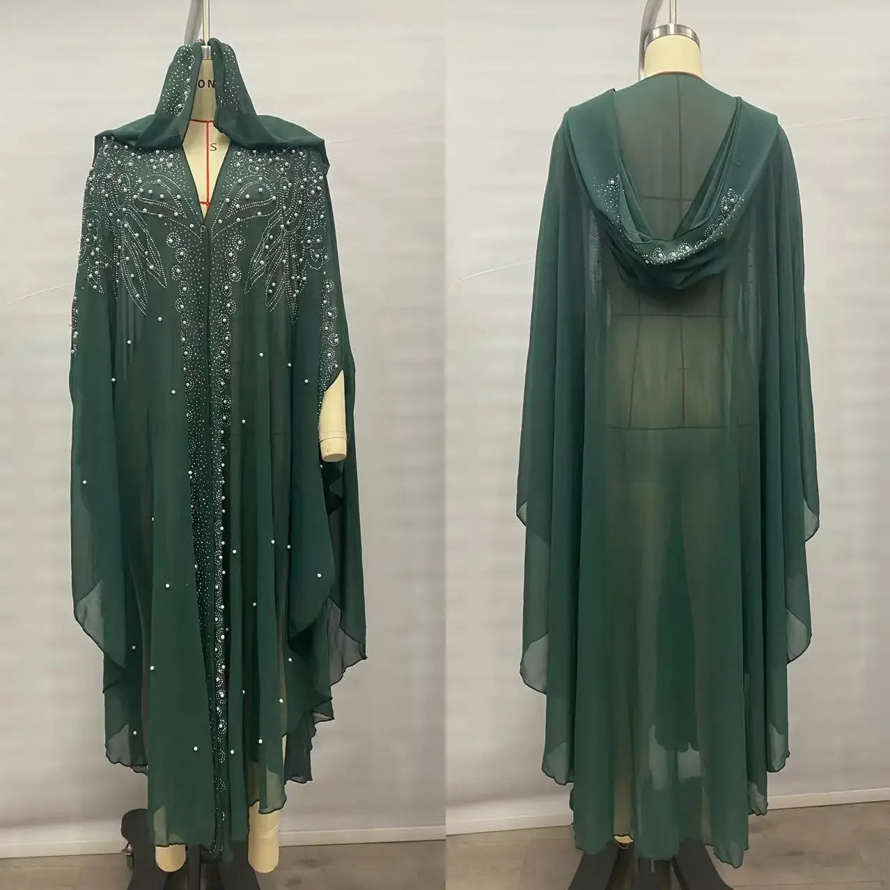 Embellished Sheer Hooded Cape for Layering over Outfits