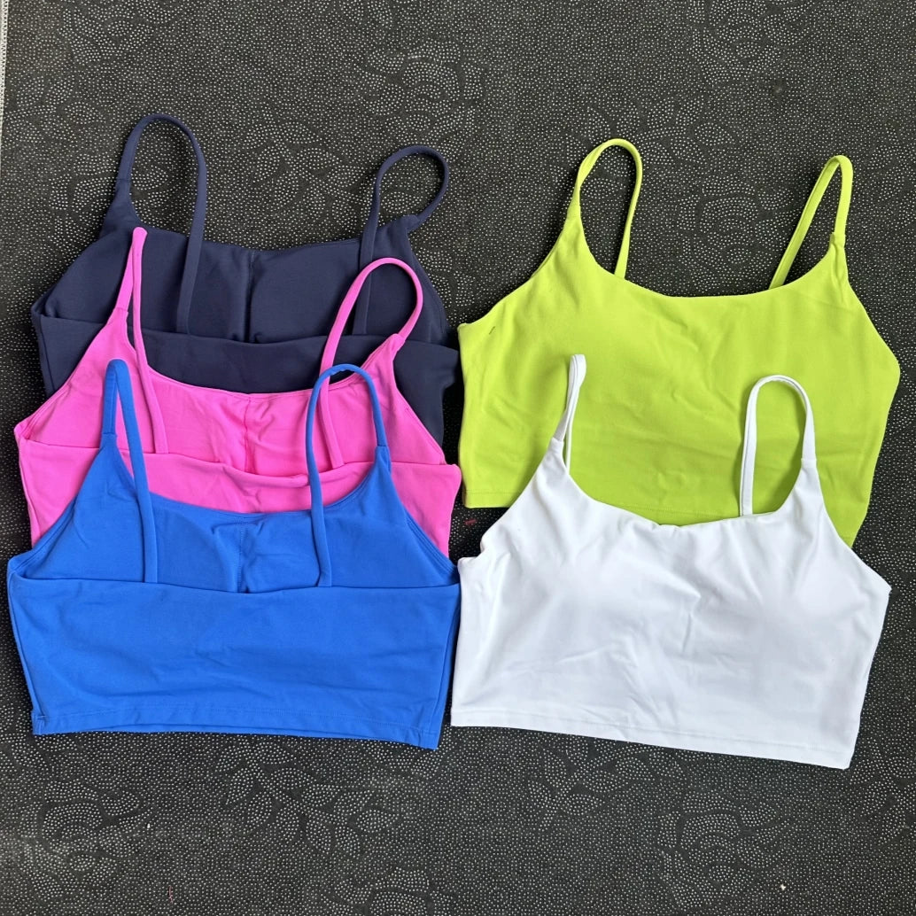 Women's Straight Neck Thin Strap Sports Bra