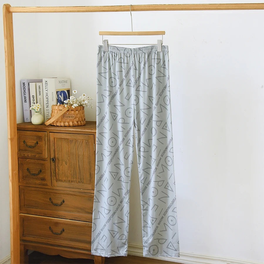 Men's Patterned Elastic Waist Straight Leg Pajama Lounge Pants