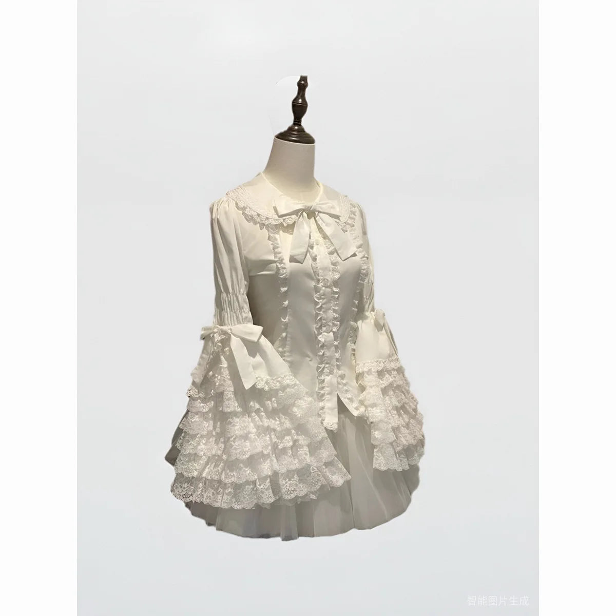 Women's Lace Detail Long Sleeve Button Front Blouse