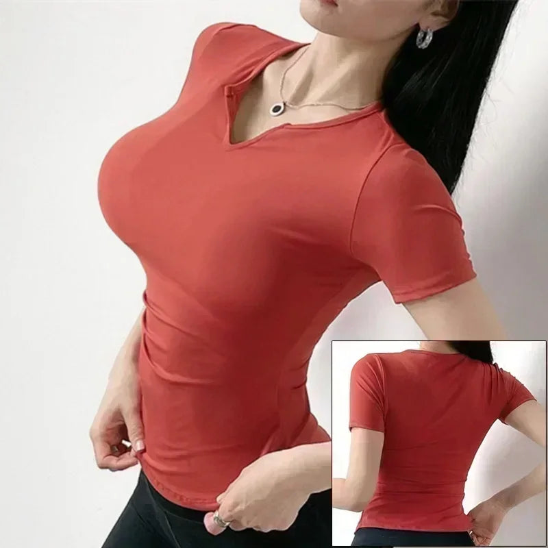 Women's Fitted Short-Sleeve Workout Top