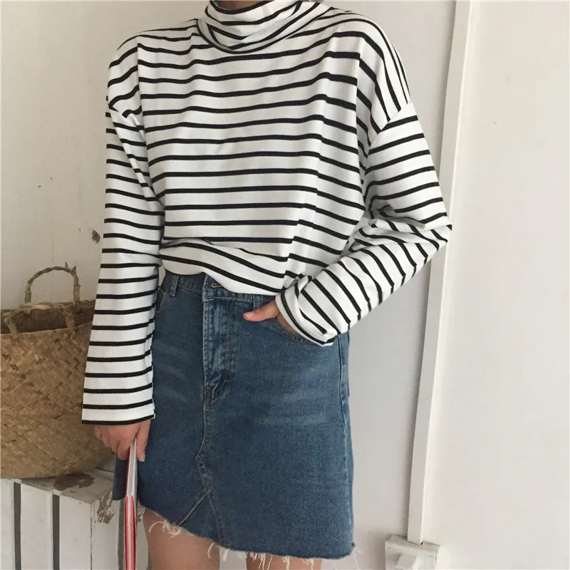 Women's Turtleneck Fitted Long Sleeve Sweater Casual Knit Layer
