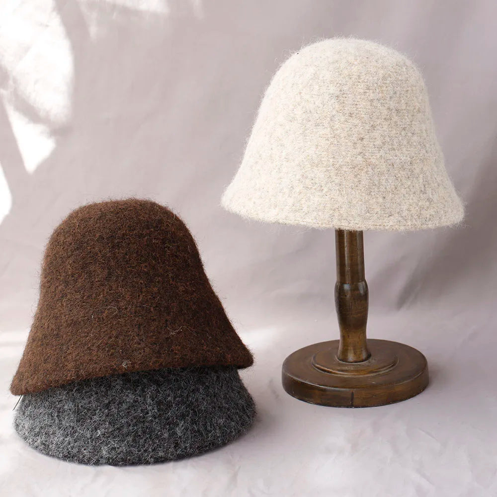 Plush Bucket Hat with Rounded Crown and Short Brim