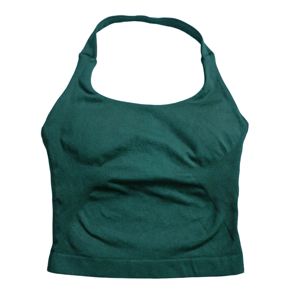 Women's Halter Neck Fitted Longline Tank Top For Workout Outfits