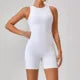 Women's High Neck Nylon Blend Sleeveless Workout Romper with Fitted Shorts