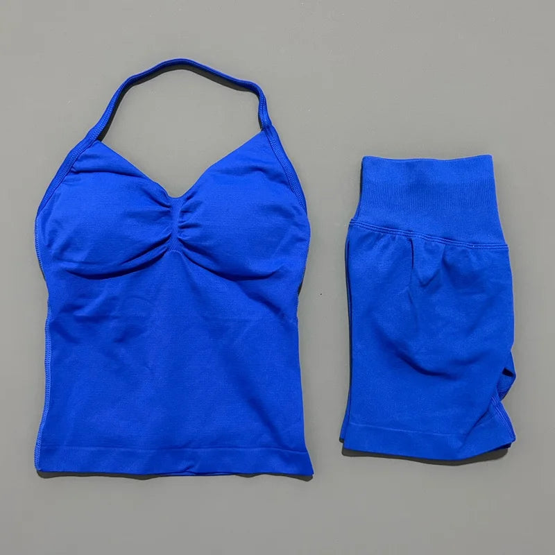 Women's Halter Tank And Shorts Yoga Set For Workout Outfits