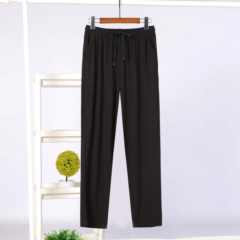 Men's Solid Elastic Waist Long Lounge Pants for Home Wear