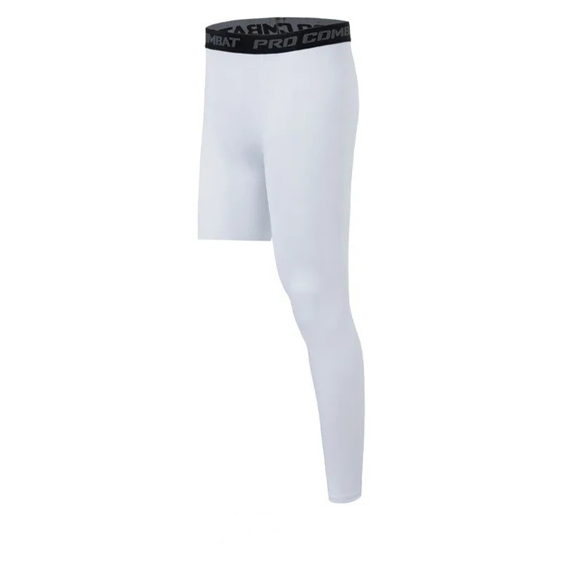 Men's Asymmetric One Leg Training Leggings for Gym and Running