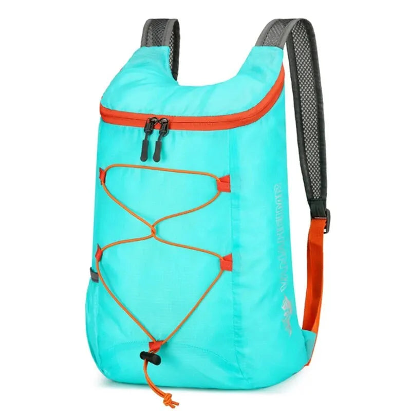 Foldable Outdoor Backpack with Front Cord and Side Pockets
