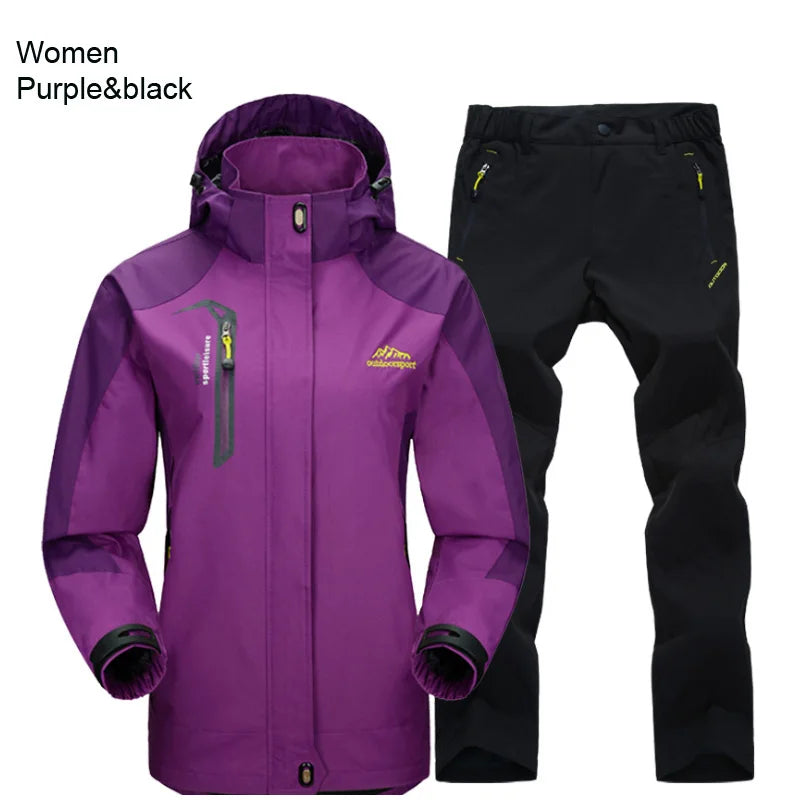 Outdoor Hooded Jacket and Trouser Clothing Set with Style Options