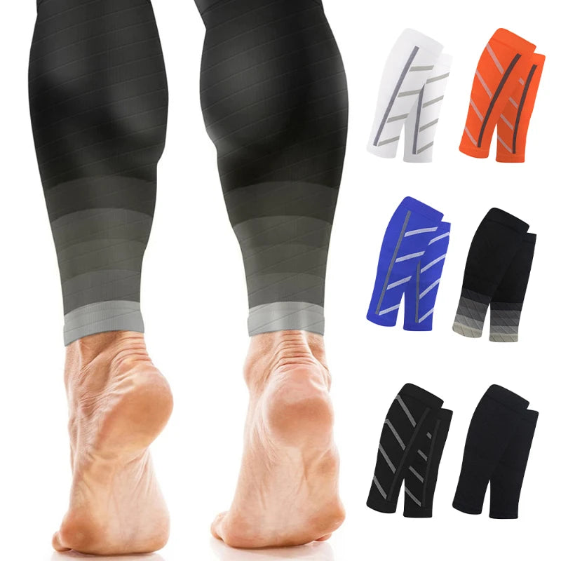 Color Block Calf Sleeves with Footless Open End Shape