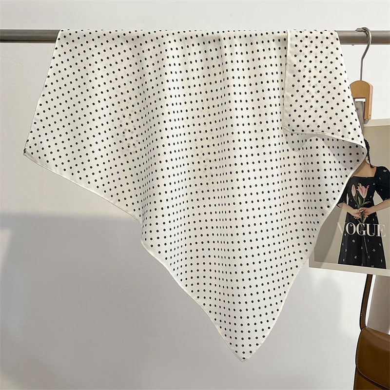 Printed Square Scarf with Polka Dot Pattern Options
