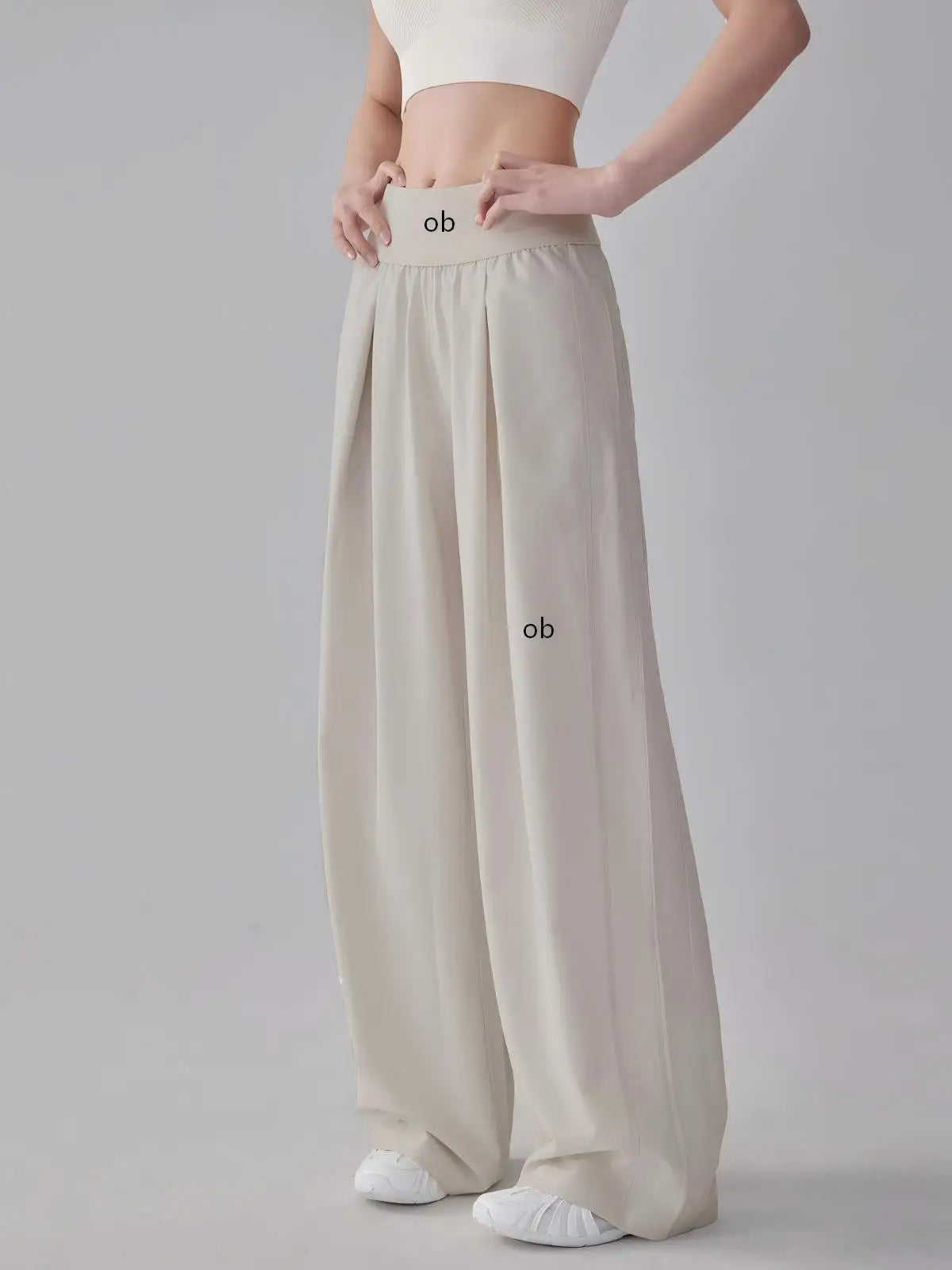 Women's Drawstring Waist Nylon Polyester Wide Leg Pants for Casual Activewear