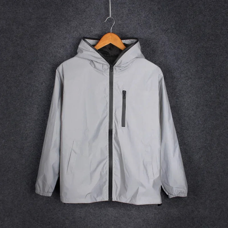 Hooded Long Sleeve Full Zip Casual Streetwear Jacket