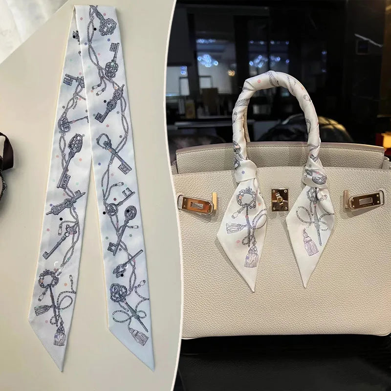 Printed Skinny Scarf for Neck and Bag Handle Styling