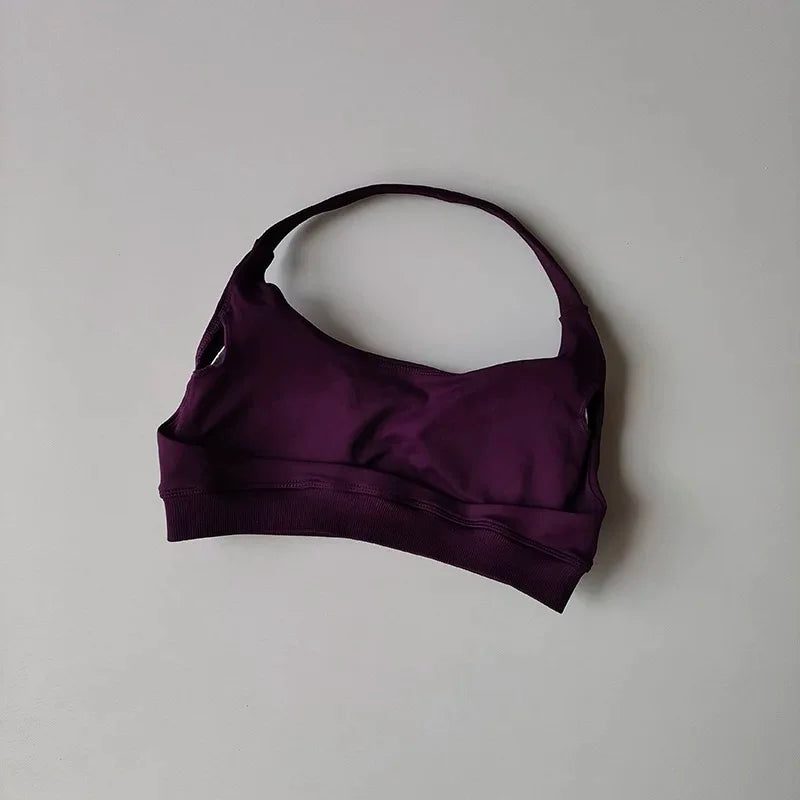 Women's Ruched Halter Neck Sports Bra