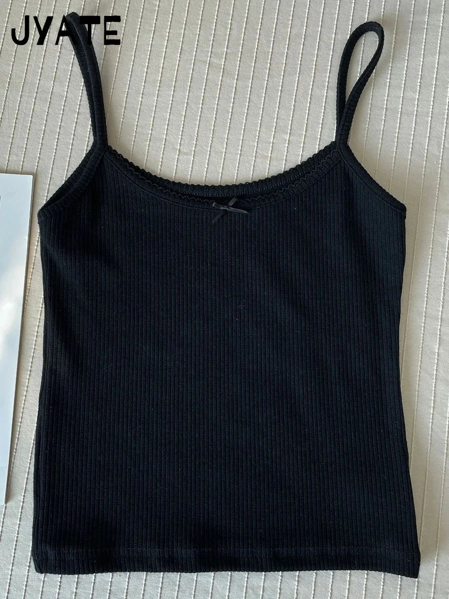 Women's Lace Trim Cotton Blend Camisole with Bow and Mixed Pattern Options