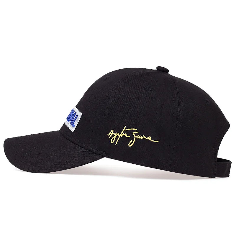 Embroidered Racer Style Baseball Cap with Curved Brim