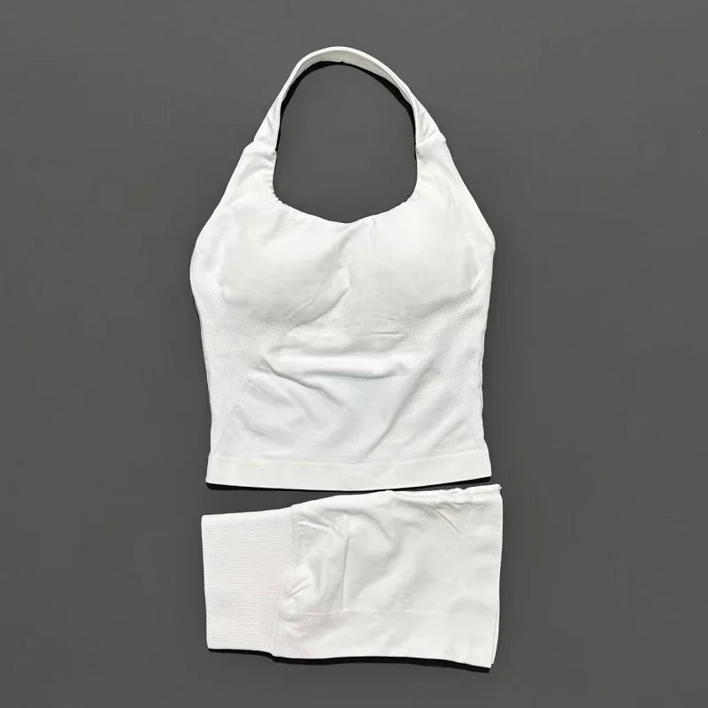 Women's Halter Tank And Shorts Yoga Set For Workout Outfits