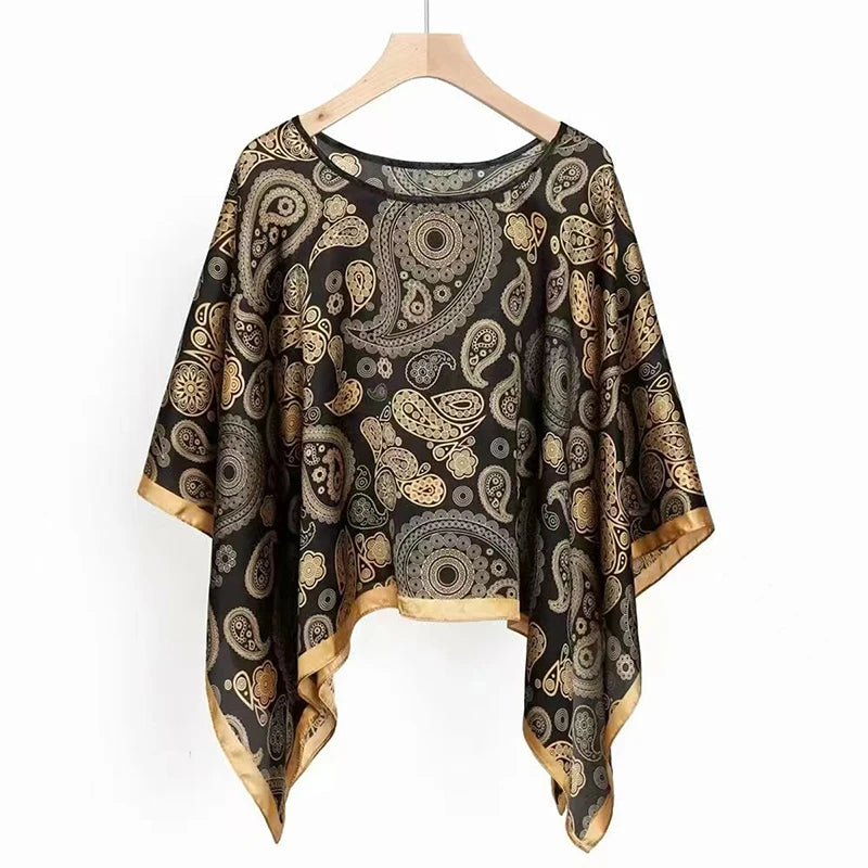 Printed Sheer Beach Poncho for Layering over Outfits