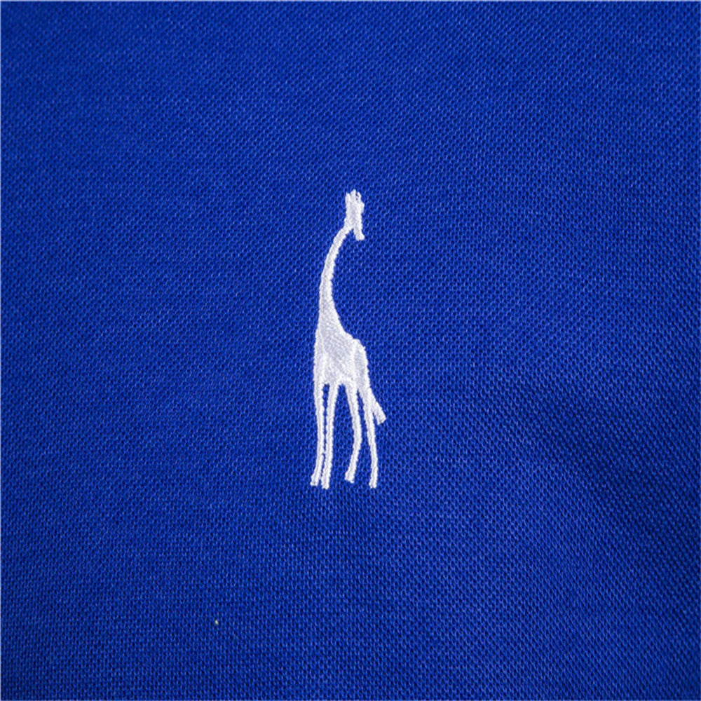 Men's Giraffe Embroidered Short-Sleeve Polo Shirt