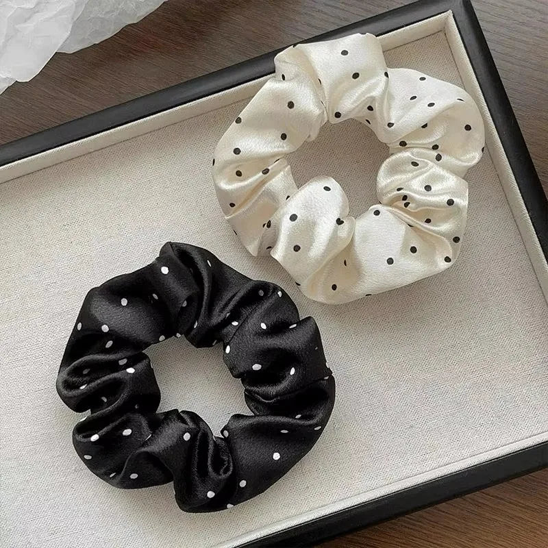 Polka Dot Fabric Scrunchie Elastic Hair Band for Ponytail Styling