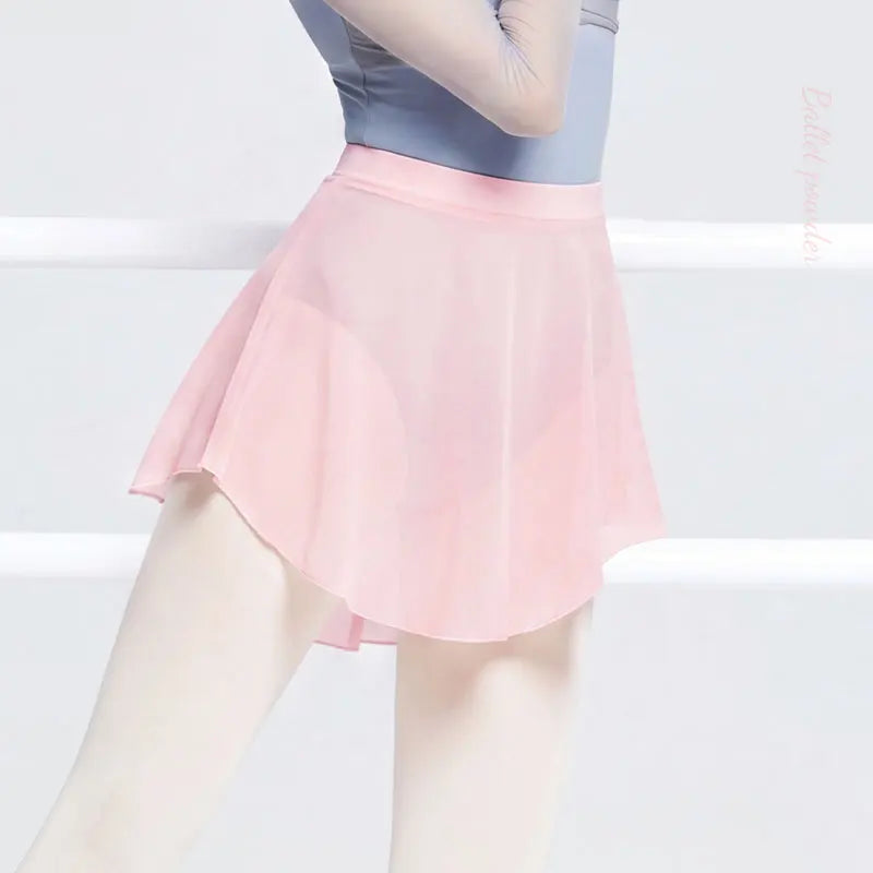 Women's Short Ballet Skirt with Side Split and Mesh Fabric Design